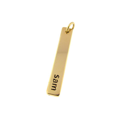 Personalized Gold Nameplate Bar Charm 1.25" x 5mm Name ID Necklace Custom Hand Stamped Engraved Artisan Handmade Fine Fashion Jewelry