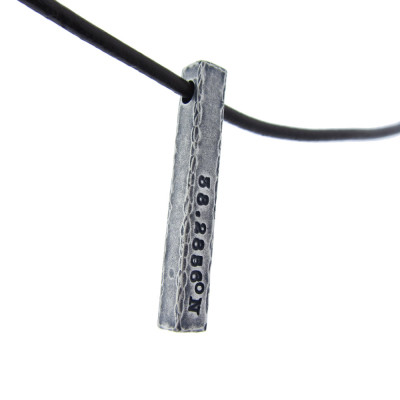 Personalized Men's Sterling Silver 4mm Square Rectangle Bar Necklace 1.25" Vertical Pendant Necklace Fathers Day Dada Daddy Dad
