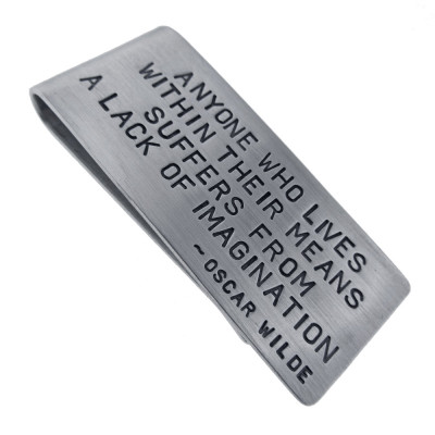 Personalized Money Clip Silver Metal Wallet Men's Accessories Hand Stamped Words Names Dates Phrase Custom Engraved Men Style