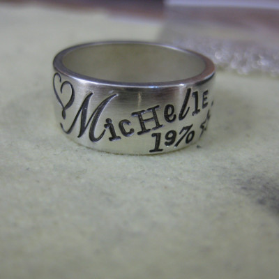 Personalized Sterling Silver Mother's Ring - Memory Ring