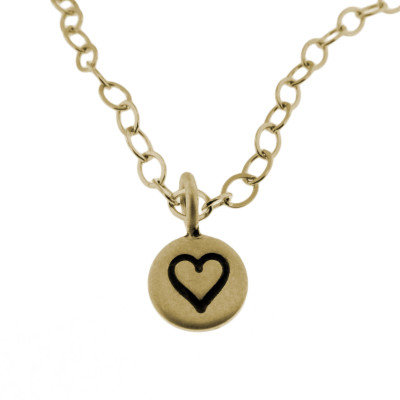 Petite Gold Charm Necklace Minimalist Jewelry Hand Stamped Letter on 5 - 16" Micro Gold Disc