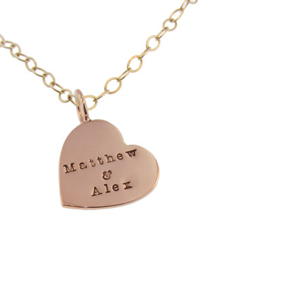 Rose Gold Heart on Yellow Gold Chain - Personalized Necklace - 5 - 8" Dime Sized Heart