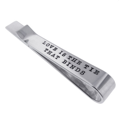 Secret Message Silver Tie Bar Personalized Men's Jewelry Accessories Hand Stamped Phrase Custom Engraved Artisan Hand Crafted Fine