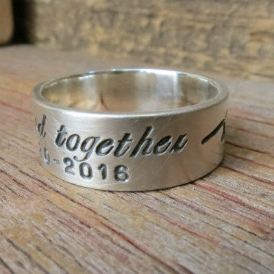Silver Duck Band Wedding Ring Personalized Wedding 8mm Band Custom Engraved Ducks Hand Stamped Banded for Outdoorsman Duck Hunter