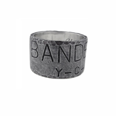 Silver Extra Wide Wedding Ring Personalized Duck Band Hand Stamped Dates Names Vows Custom Sterling Unisex Ring Engraved Artisan Handmade