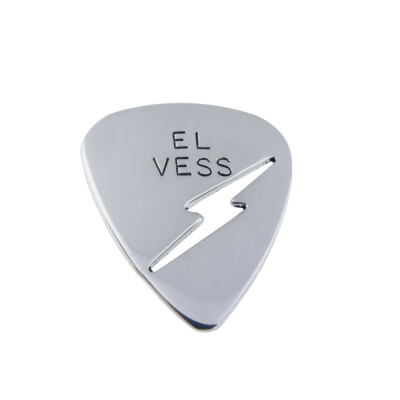 Silver Guitar Pick Lightning Bolt Cut Out Grip Custom Musician Jewelry Playable Personalized Plectrum 925 Unique Musical Accessory