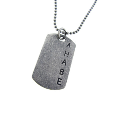 Silver Initial Dog Tag Necklace Hand Stamped Sterling Military Style Jewelry Personalized Custom Engraved Artisan Handmade Designer Fashion