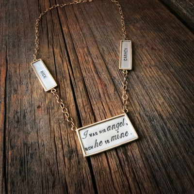Silver and Gold Framed Pendant Necklace with Nameplates Personalized Mommy Jewerly Hand Stamped Phrase Custom Memorial Engraved Handmade