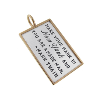 Silver and Gold Rimmed Pendant Hand Stamped Motivational Phrase Custom Inspirational Jewelry Personalized Favorite Location Engraved Unisex