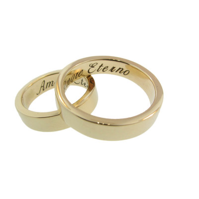 Solid Gold Engraved Couples Rings Hand Stamped His and Her Wedding Band Set Personalized Custom Rings 5mm x 2mm