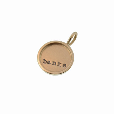 Solid Gold Name Charm Necklace Custom Rimmed Initial Pendant Personalized Hand Stamped Engraved Artisan Handmade Fine Designer Jewelry