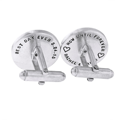 Sterling Silver Cufflinks - Design your Own Hand Stamped Cuff Links - Secret Message on the Back - Metal Pressions Men's Jewelry