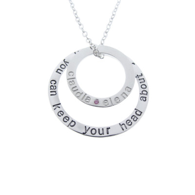 Sterling Silver Double Washer Necklace Hand Stamped Name Message Birthstone Jewelry Personalized Custom Engraved Artisan Handmade Designer