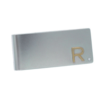 Sterling Silver Money Clip with Gold Letter Personalized Men's Jewelry Accessories with optional Diamond Birthstone
