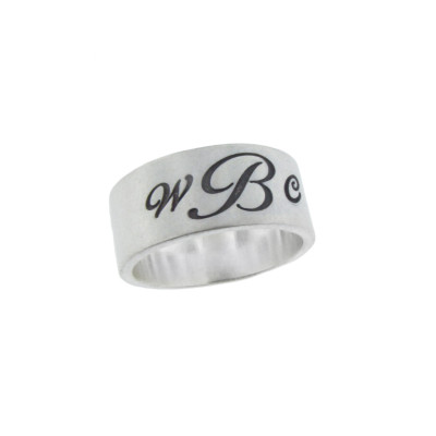 Sterling Silver Personalized Monogram Ring Hand Stamped Initials Roman Numeral Dates Custom Unisex Wedding Band Jewelry Engraved Handmade