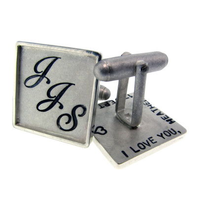 Sterling Silver Square Cuff Links Hand Stamped Monogram Initials Names Custom Men's Accessories Engraved handcrafted by Metal Pressions