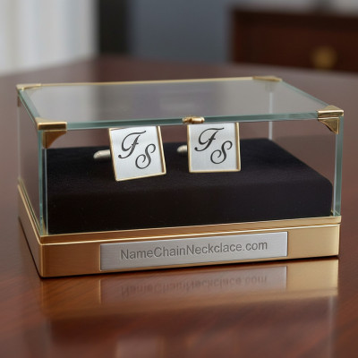 Personalized Mixed Metal Cuff Links Custom Sterling Silver with Gold Rim Hand Stamped Initials Monogram Names Engraved Artisan Handmade
