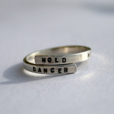Elton John Lyric ring 'Hold me closer tiny dancer' - Sterling Silver 925 Handstamped - handmade and Adjustable.