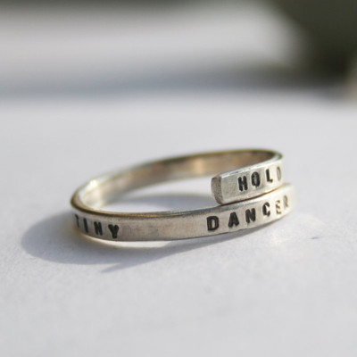 Elton John Lyric ring 'Hold me closer tiny dancer' - Sterling Silver 925 Handstamped - handmade and Adjustable.
