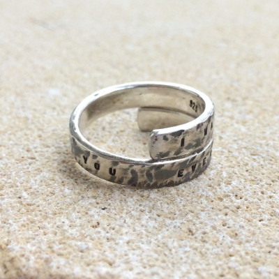 Fleetwood Mac - handstamped Silver Lyric Ring 'I want to be with you everywhere' Sterling Silver - Adjustable