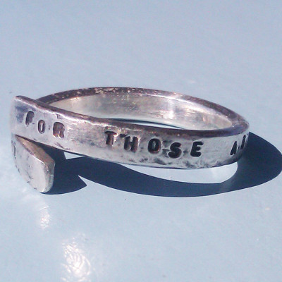 Hand Stamped - Chunky - Sterling Silver lyric Ring - For Those About To Rock We Salute You