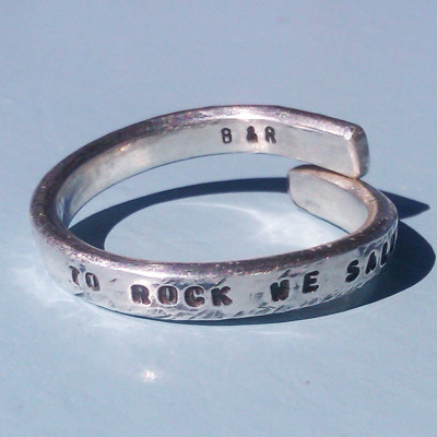 Hand Stamped - Chunky - Sterling Silver lyric Ring - For Those About To Rock We Salute You