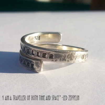 Led Zeppelin Hand Stamped - Chunky - Sterling Silver lyric Ring 'I am a traveller of both time and space