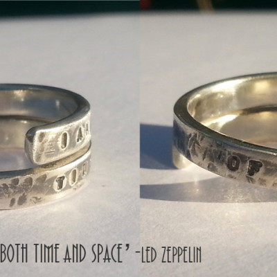 Led Zeppelin Hand Stamped - Chunky - Sterling Silver lyric Ring 'I am a traveller of both time and space