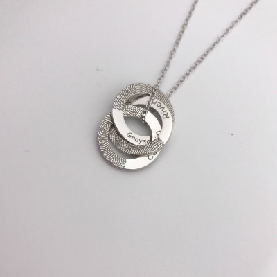 Circle links Fingerprint necklace without Black Lines - Bar necklace - Handwriting necklace