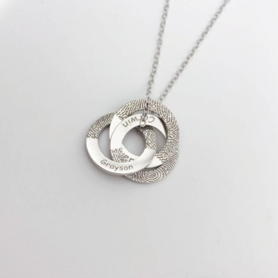 Circle links Fingerprint necklace without Black Lines - Bar necklace - Handwriting necklace