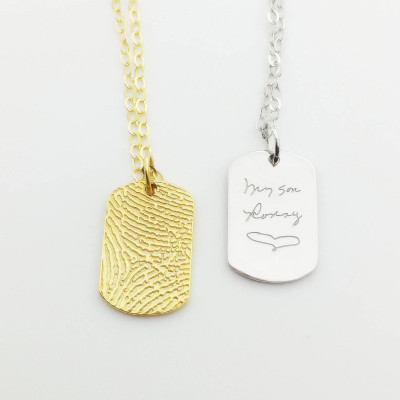 Fingerprint necklace without Black Lines - Bar necklace - Dainty necklace - Handwriting necklace
