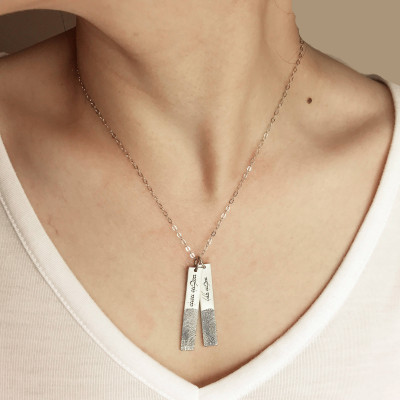Fingerprint necklace - Bar necklace - Dainty necklace - Handwriting necklace