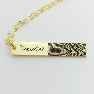 Fingerprint necklace - Bar necklace - Dainty necklace - Handwriting necklace