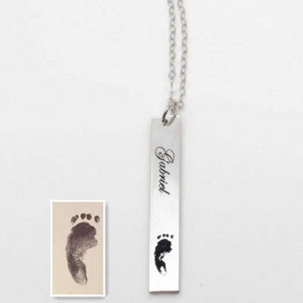 Footprint Necklace - Handwriting Necklace - Bar Necklace - Dainty Necklace