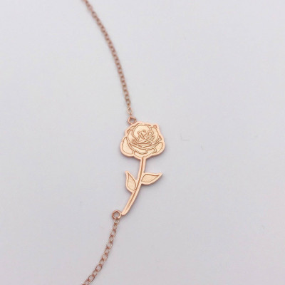 Lover Flowers Necklace - Rose Necklace - Dainty necklace - Handwriting necklace