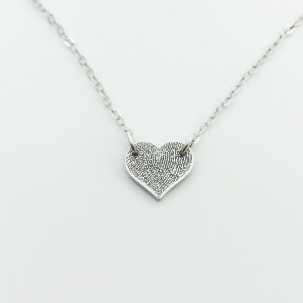 Mini Heart - sharp Fingerprint necklace - Bar necklace - Dainty necklace - Handwriting necklace