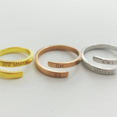 Personal Ring - Coordinate Ring - Gps Ring - Roman number Ring - Open Ring