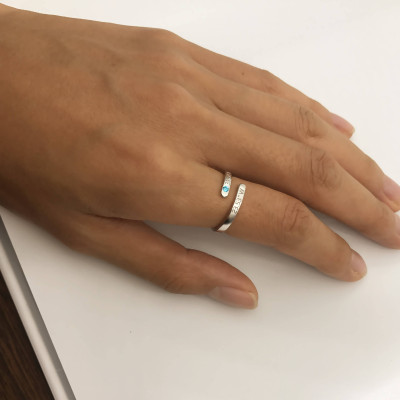 Personal Zircon Ring - Handwriting Ring - Dainty Ring - Coordinate Ring