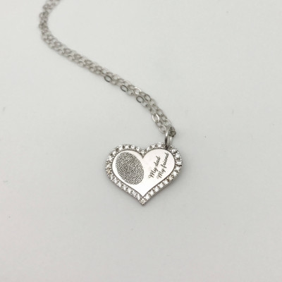 Zircon Fingerprint necklace - Dainty necklace - Handwriting necklace