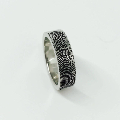 Deep Engraving Fingerprint Ring - High Quality Handwriting Ring - Wedding Band - Promise Ring