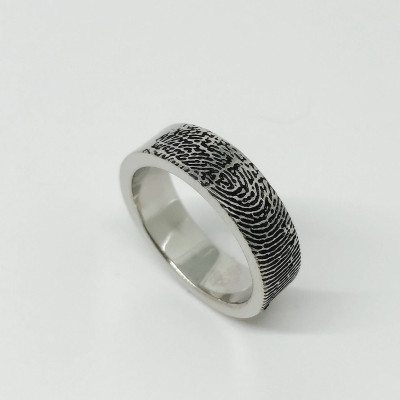 Deep Engraving Fingerprint Ring - High Quality Handwriting Ring - Wedding Band - Promise Ring