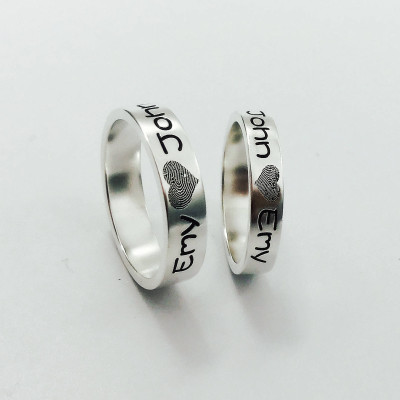Mini Heart - Sharp Fingerprint Ring - High Quality Handwriting Ring - Wedding Band - Promise Ring