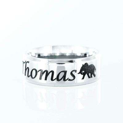 Elephant ring - with custom name engraved Personalized comfort fit 7mm ring