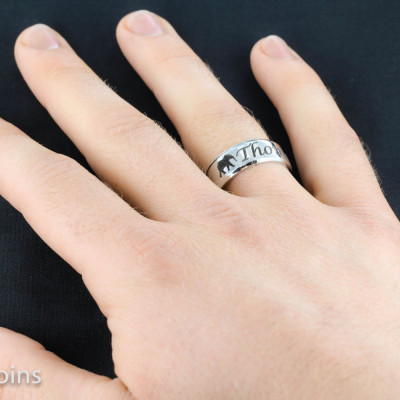 Elephant ring - with custom name engraved Personalized comfort fit 7mm ring