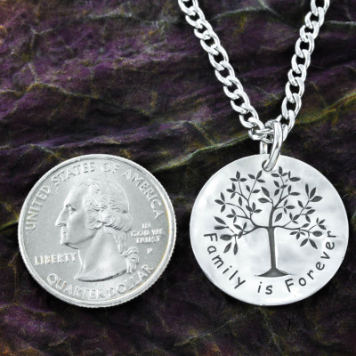 Family Tree Silver Necklace - hammered silver