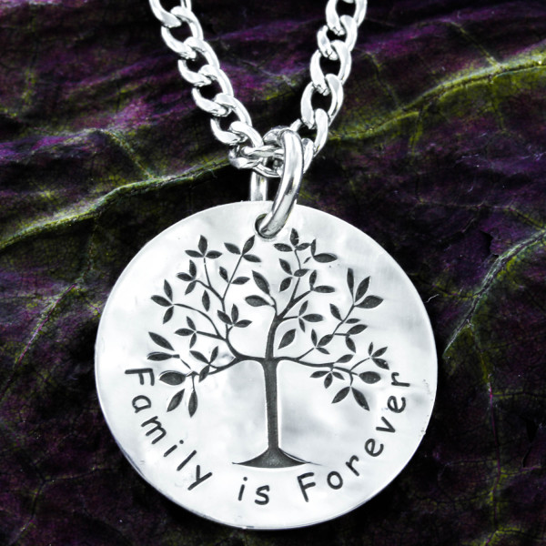 Family Tree Silver Necklace - hammered silver