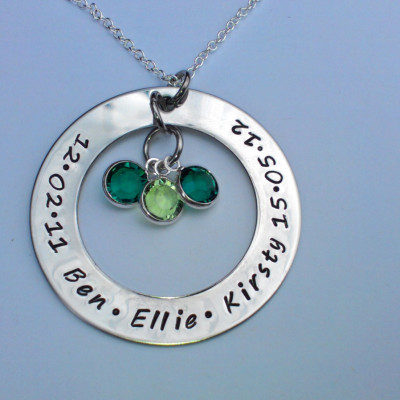 Grandchildren necklace - childrens name necklace - birthdate necklace - name necklace - gift for grandma nanny mum - grandma nanny mum necklace