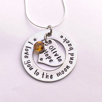 I love you to the moon and back Personalized necklace - Personalized gift for mum mummy gift from kids - mommy jewelry