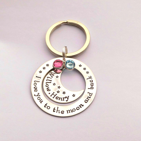 I love you to the moon and back personalized keyring - Personalized gift for mum - gift for grandma - Personalized birthday gift - auntie