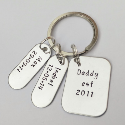Personalized Dad gift - Dad keyring - new daddy gift - new dad present - childrens name keyring - gift for husband grandad